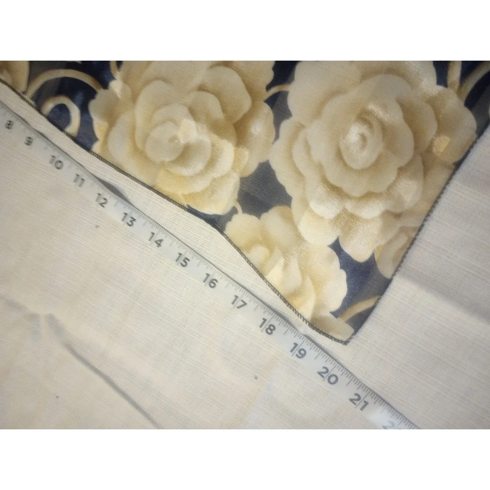 Vintage Royal Blue With Cream And‎ Gold Roses Square Scarf